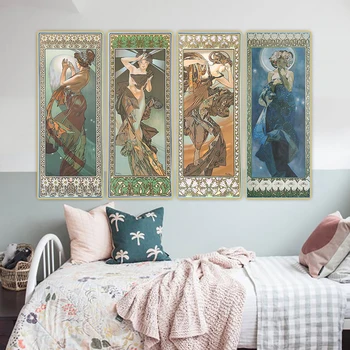 

Citon Alphonse Mucha《The Moon and the Stars Series》Canvas Oil Painting Art Poster Picture Wall Decor Home Living room Decoration