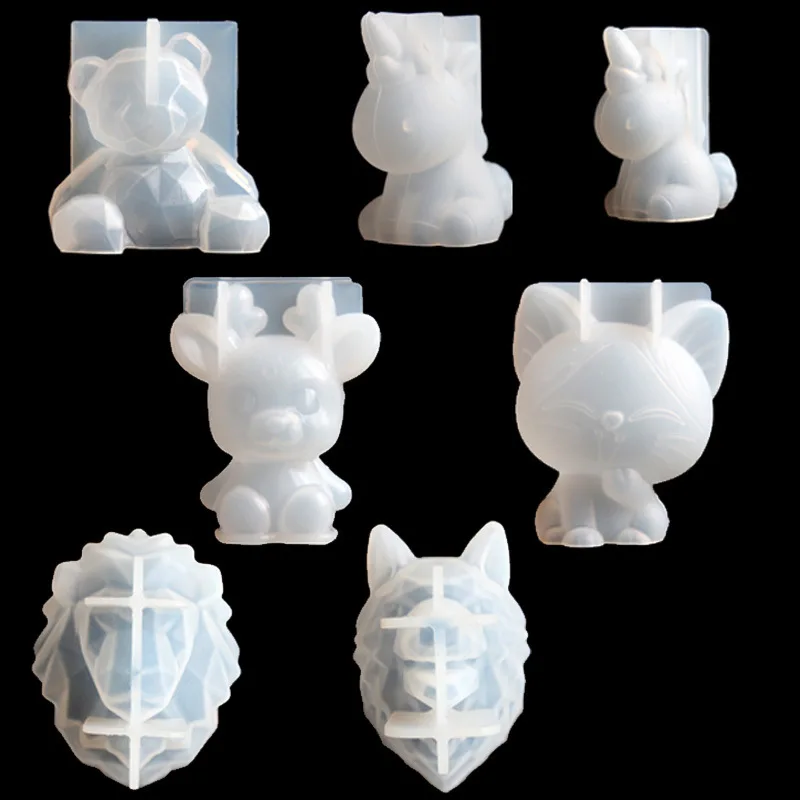 3D стерео Геометрическая силиконовая форма Медведь единорог эпоксидная