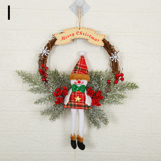 Wreath With Bow Door Hanging Rattan Ornament Garland Xmas Wall Window Wedding Decorations Home Decor Leaves