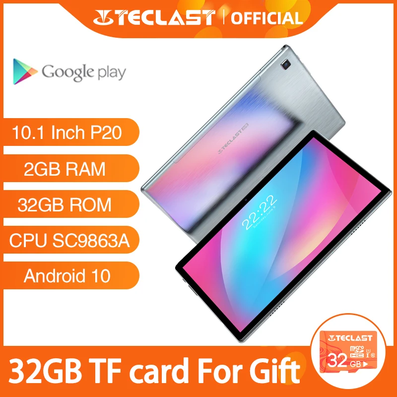 Планшеты Android 10 0 OS Teclast P20 1 дюймов 2 Гб RAM 32 ГБ ROM 1280 × 800 6000 мАч батарея Восьмиядерный