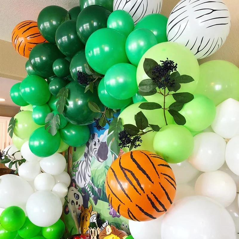 Conjunto de globos de animales de la selva para decoración de fiestas,  globos de aluminio con temática de tigre, Zoo, 109, piezas