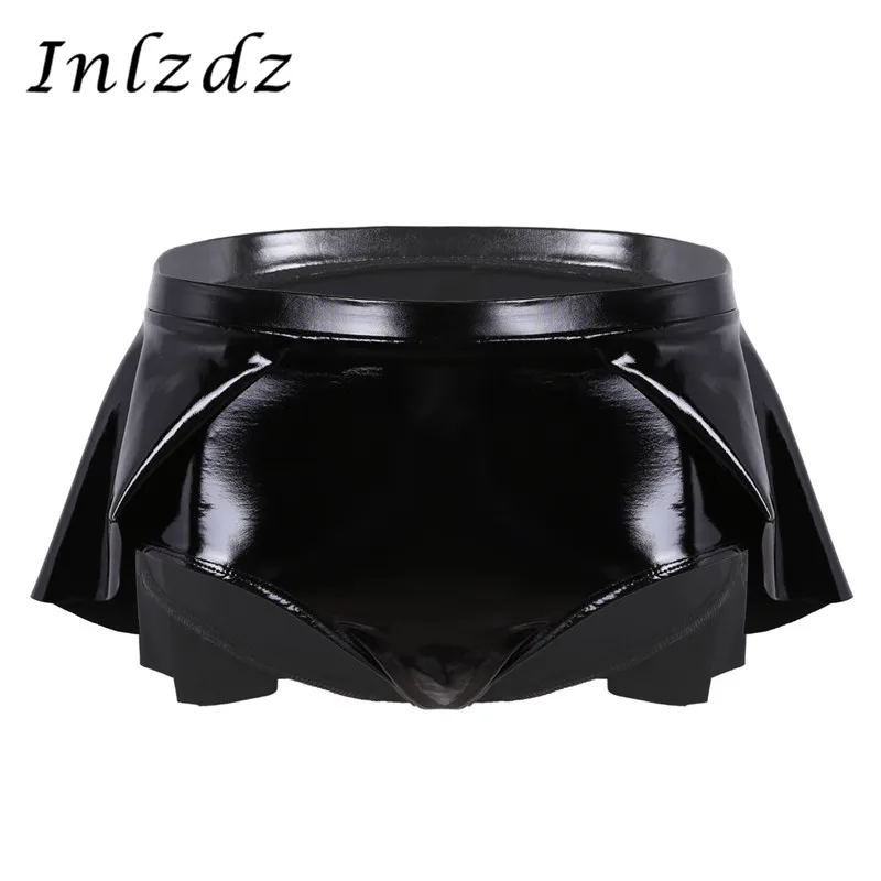 

Women'S Pole Dance Shorts Wet Look Leather Lingerie Shorts High Waist Open Front Mini Shorts Hot Pants Dancewear Rave Clothes