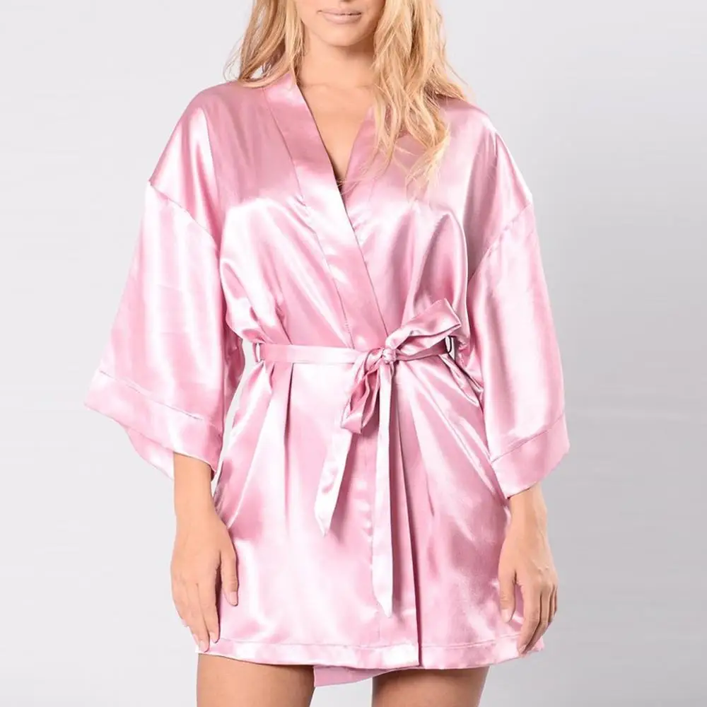 

Plus Size Sexy Women Satin Robe Fashion Nightgowns Solid Color Sleepwear Roupa Para Dormir Camicia da Notte 2019 New Hot Sale E
