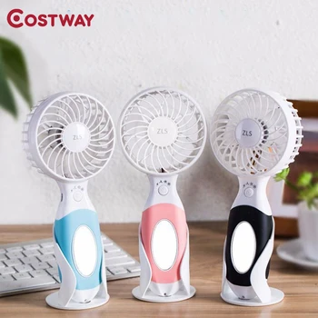 

COSTWAY Portable Hand Fan USB Rechargeable Handheld Mini Fan 3 Speed Adjustable Removable Base Silent Small Desktop Ventilador