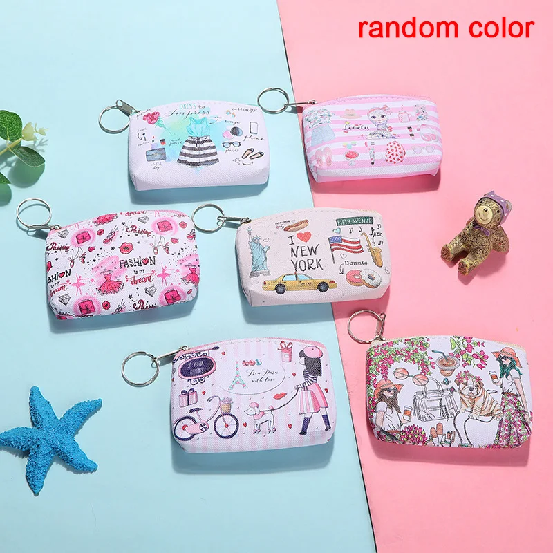 Mini billeteras de dibujos animados para niñas, portatarjetas, monederos para mujer, bolsas para llaves dinero, monedero