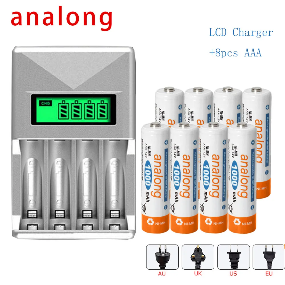 

LCD Battery Charger Smart Rechargeable Battery Charger for AA/AAA Ni-MH/Ni-Cd Rechargeable Battery+8PCS AAA Rechargeable battery