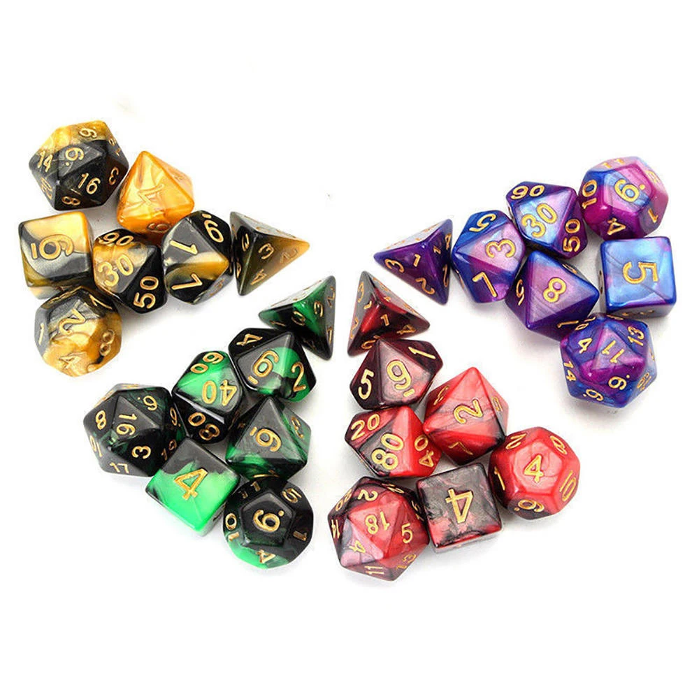 28 шт. блестящие акриловые многогранные кости DND РПГ MTG ролевые игры 4 сумки