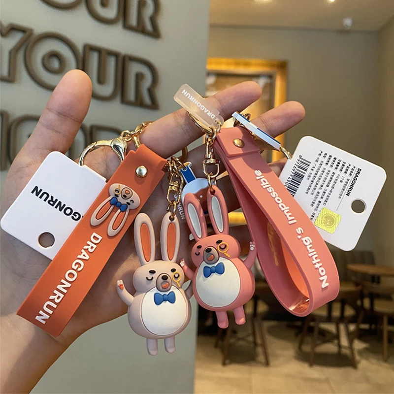 Kawaii Cartoon Star Rabbit Cute Keychain Female Ins Doll Bag Ornaments Couple Lovers Car Phone Key Chain Girl Gift Child Toys unicorn keychain female cute cartoon doll car key lanyard bag phone pendant couple lover girl gift kawaii child toy accessories