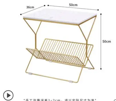 Excellent Nordic modern minimalist bedroom bedside table marble small coffee table wrought iron bedside table sofa light luxury side 2