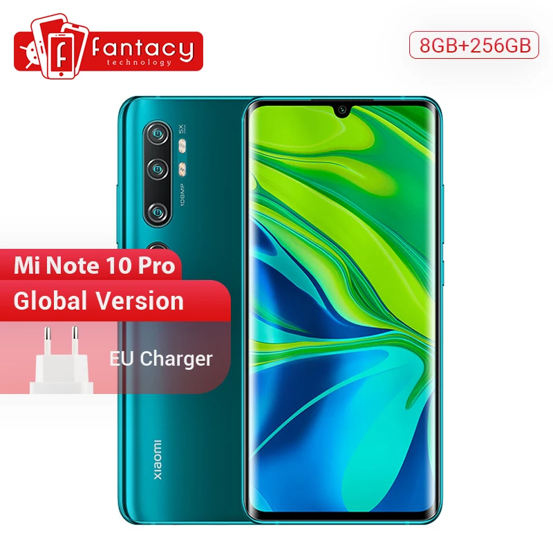 

Global Version Xiaomi Mi Note 10 Pro 8GB RAM 256GB ROM 108MP Penta Camera Snapdragon 730G Octacore Cellphone 6.47 Curved 5260mAh