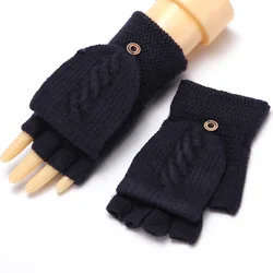 2021NEW Cute Rabbit Fur Knit Mittens Plush fingerless Gloves Flip Half Finger Driving Glove Winter Soft Warm Thick Gloves for