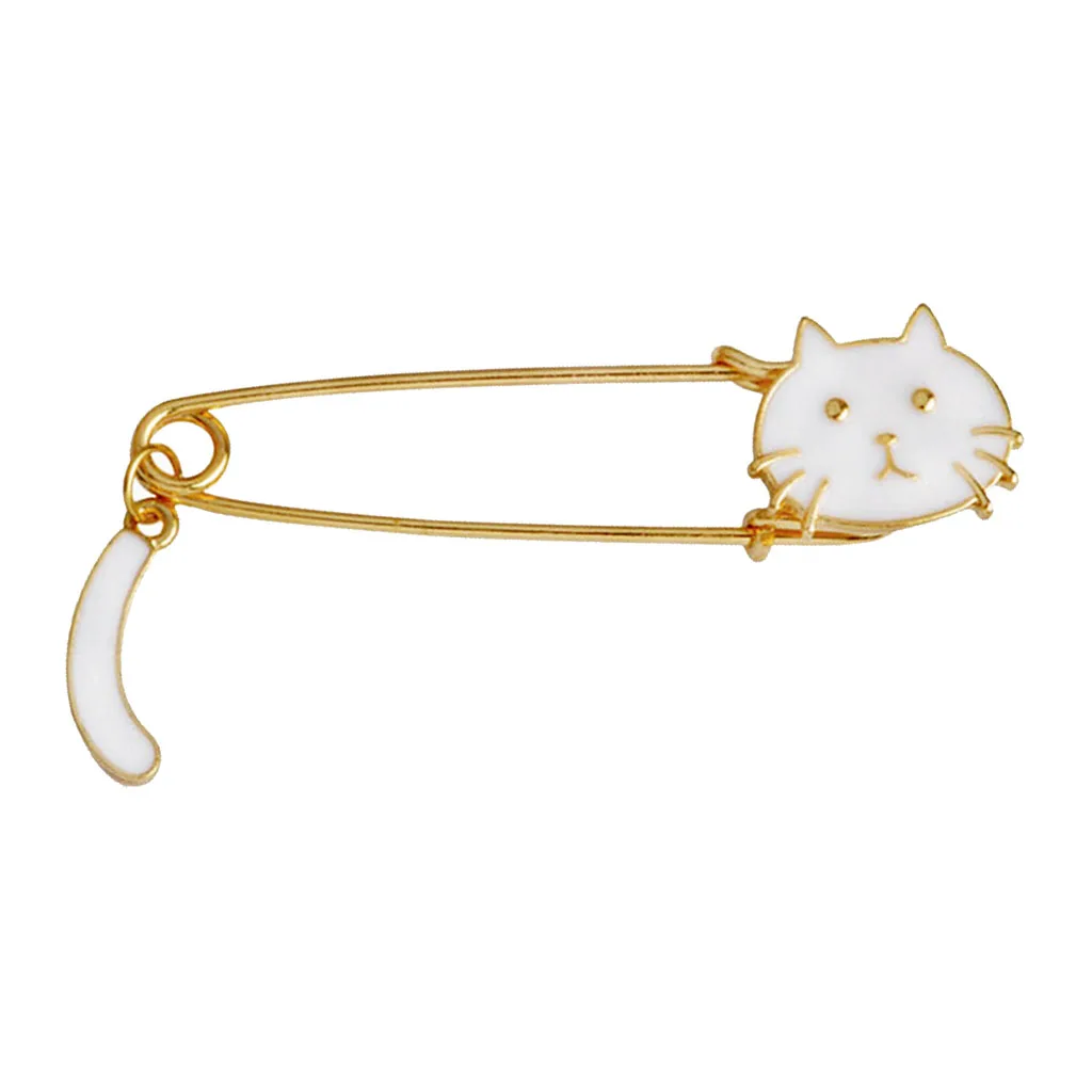 Charm Cat Brooch Pin Gold Men Woman Jewelry Large Safety Pin Sweater Clip Guard Safety Pin Brooch