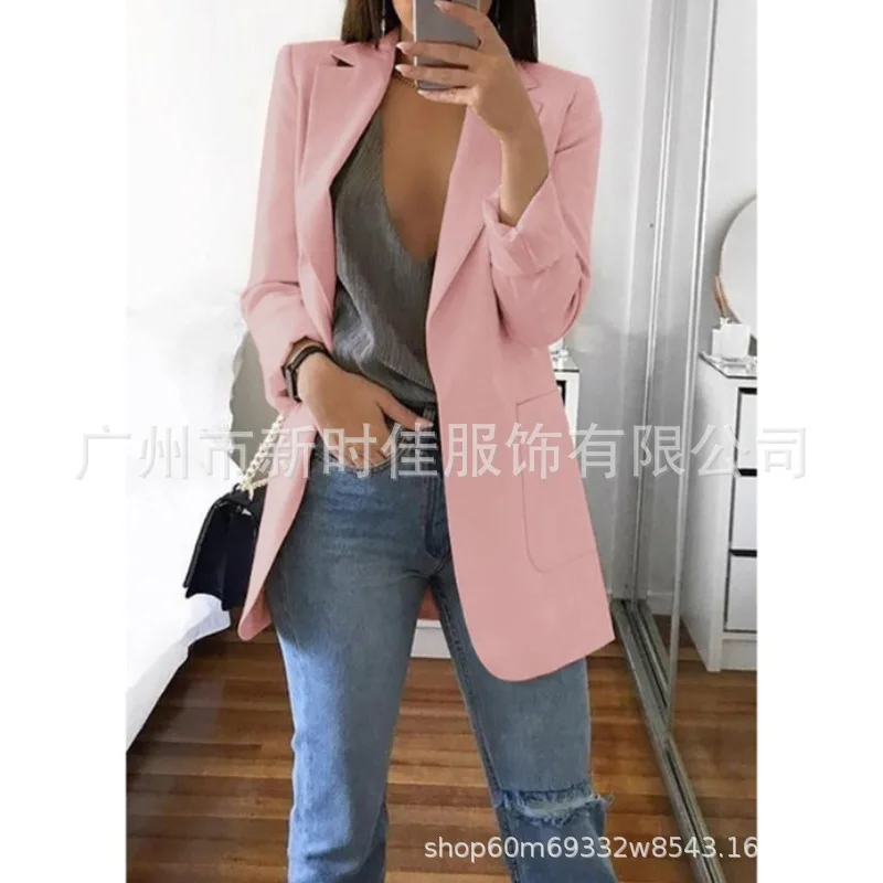 AliExpress Wish Amazon европейский и американский Модный Приталенный кардиган с отложным воротником Элегантный женский пиджак