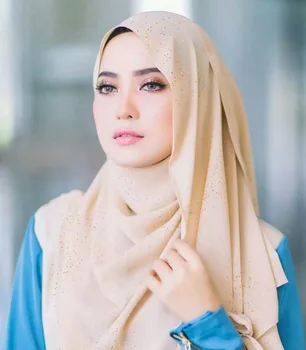 

Gold Powder Scarf Pearl Chiffon Turban Malaysia Quality Long Chiffon Hijabs Plain Color Head Shawl Islamic Muslim Headscarf Wrap