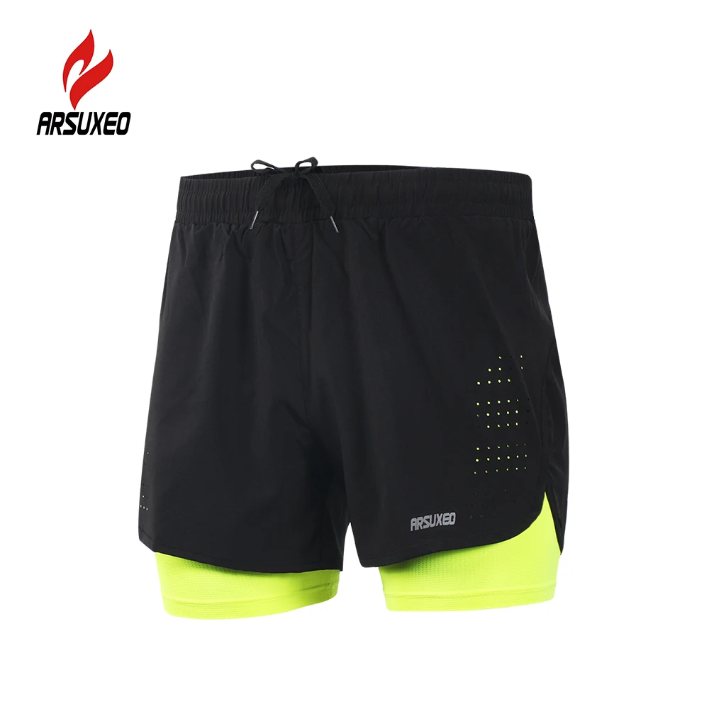 

Arsuxeo Men's 2-in-1 Cycling Shorts Quick Drying Breathable Active Training Exercise Jogging Running Shorts Longer Liner
