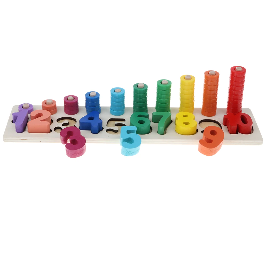 Wooden Colorful Math Counting Stacker Color Sorter Preschool Learning Toy