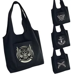 Canvas Bag Women's Handbag Travel Portable One-shoulder Shopping Bag Printing Skull Side Pockets Storage Bags for Women Tote Bag
