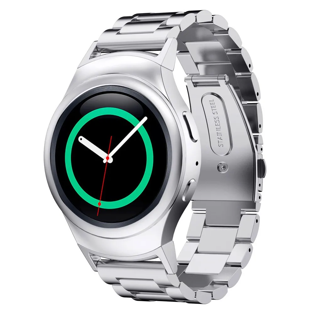 Gear S2 ремешок для часов, Соединительный адаптер+ ремешок из нержавеющей стали для samsung gear S2 SM-R720/SM-R730 браслет металлический ремешок для часов - Цвет ремешка: Sliver
