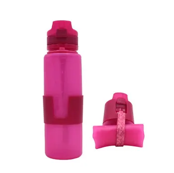 

650ML Collapsible Silicone Water Bottle Silicone Folding Kettle Outdoor Sport Water Bottle Camping Travel Running Bottle