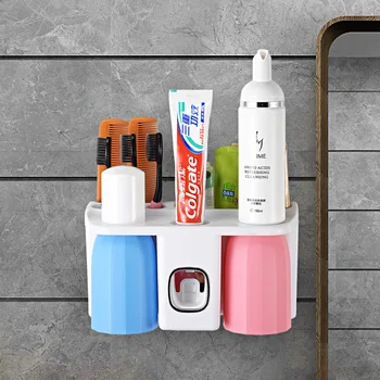 

Magnetic Attraction Toothbrush Holder Multi-functional Storage Bathroom Accessories Automatic Convenient Toothpaste Dispenser