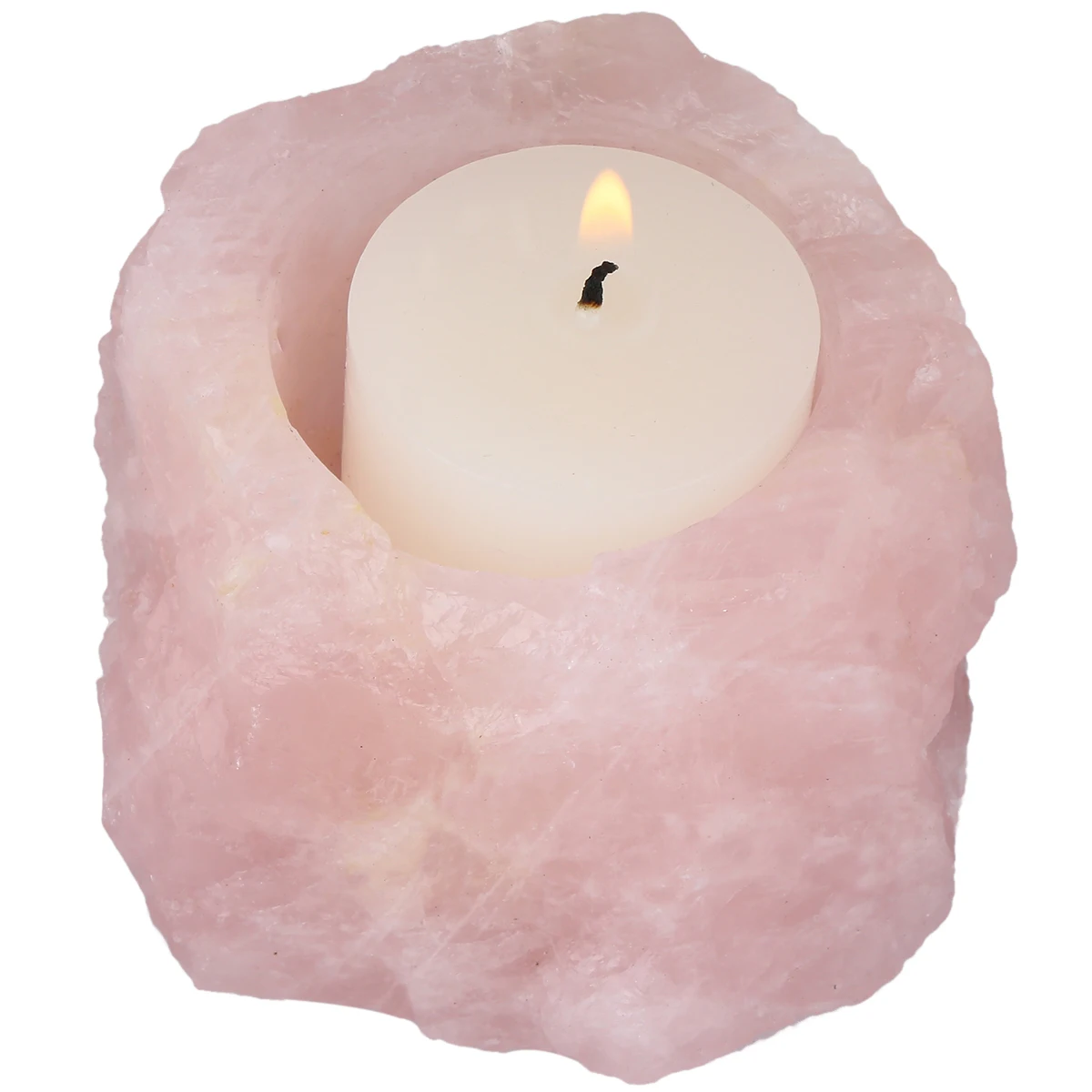 TUMBEELLUWA Natural Rough Rose Quartz Candlestick Irregular Candle Holder Potted Plants Table Decoration Home Decor Ornaments