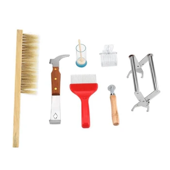

7Pcs Beekeeping Supplies Kit, Durable Beekeeping Equipment Set Complete Bee Hive Beekeeper Tool with Bee Brush Queen Marking C