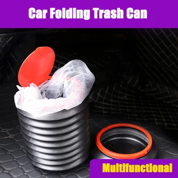 

Universal Auto Car Foldable 4L Storage Bucket Trash Bin Organizer Storage Box Car Trash Can Rubbish Gargage Holder with Cover