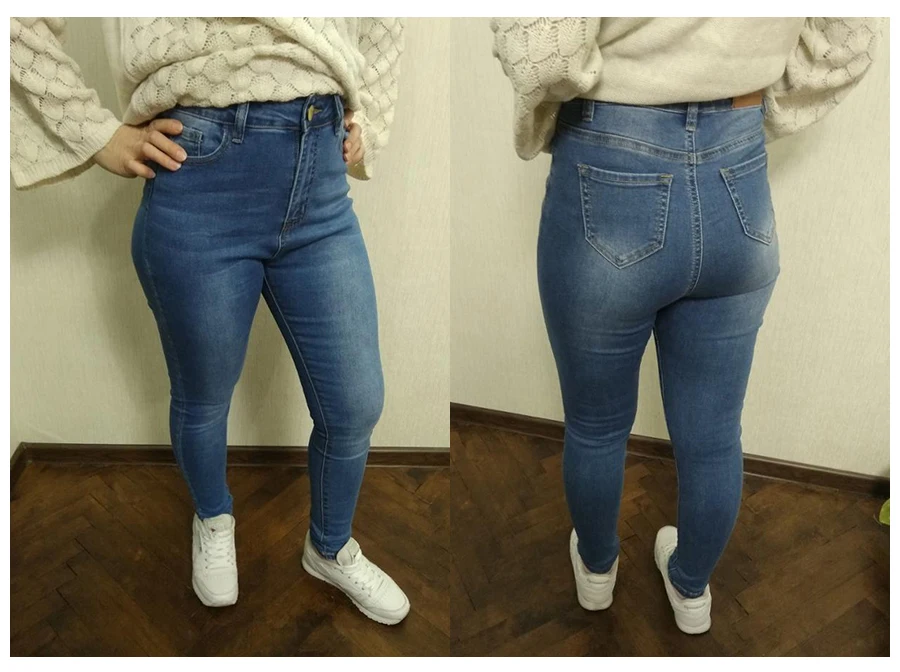 Джинсы с высокой талией женские эластичные большого размера растягивающиеся женские джинсы потертые джинсы узкие брюки джинсы для женщин