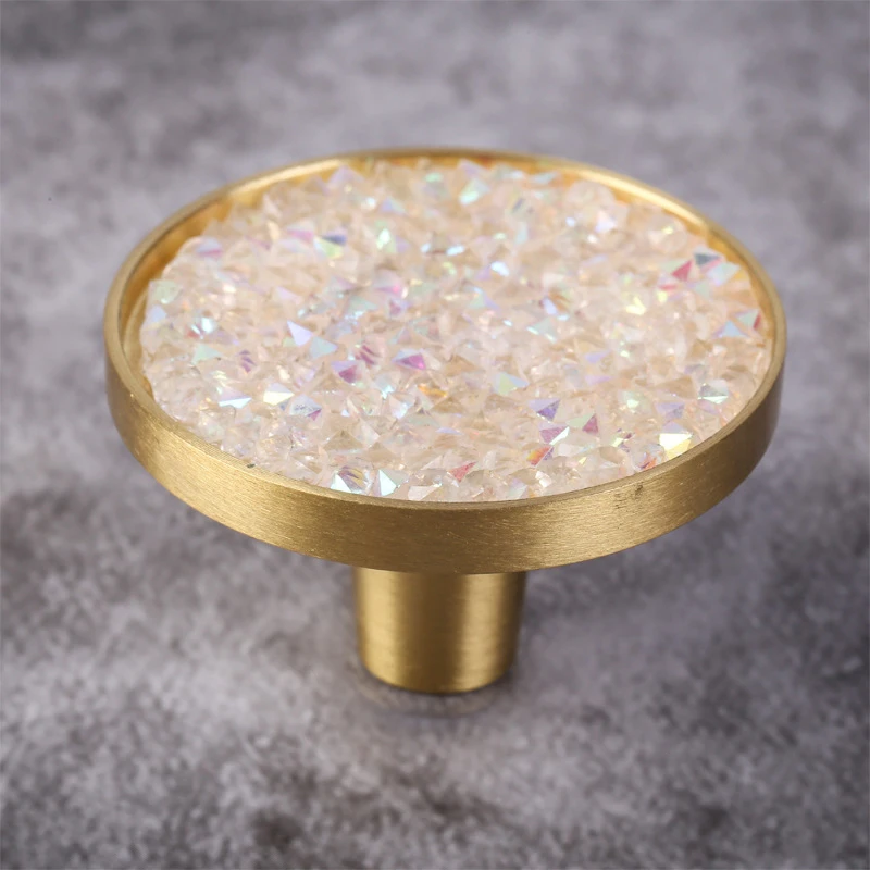 Brass Cabinet Knobs Simple Nordic Wardrobe Dresser Knobs Diamond (4)