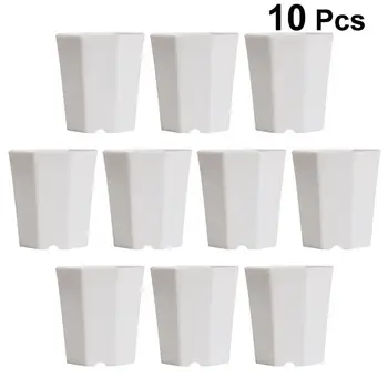 

10 Pcs Simple Versatile Octagonal Pot Succulent Plant Pot Imitation Ceramic Small Flower Pot for Living Room Balcony (White)