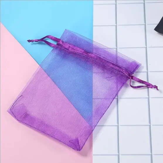 100 шт./лот 24 Цвет 20x30x25x35x30x40 35 х 50 см сумка-кисет из органзы и мешочки для украшений шнурок сумки подарочная упаковка мешки - Цвет: Dark purple