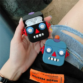 

3D Cute Infrared Robot Bluetooth Wireless Airpods Headset Set Silicone Cover for Airpods Earphone Protective Shockprof Cases