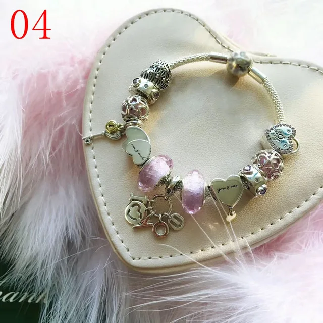 High Quality 1:1 100%925 Pure Silver Pink Beads Decorated Bracelet Free Shipping