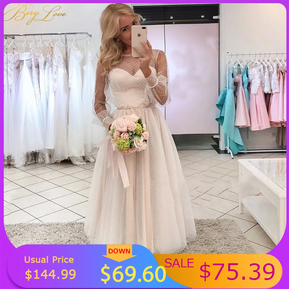 

Long Sleeves Short Prom Dresses Dot Tulle Illusion Sweetheart A Line Evening Dress Plus Size Robes de cocktail Satin Belt