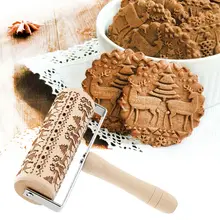 Рождественский узор Выгравированный Скалка деревянный Лось дерево снег печенье тисненая булавка