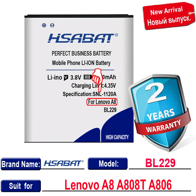 Аккумулятор HSABAT 4950 мАч BL229 для Lenovo A8 A808T A806 мобильный телефон|Аккумуляторы