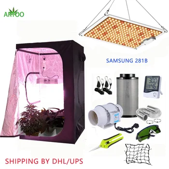 

60cm/80cm/100cm Grow Tent Room Complete Kit Hydroponic Growing System Samsung 281B Chips 1000W LED Grow Light 4" Carbon Filter
