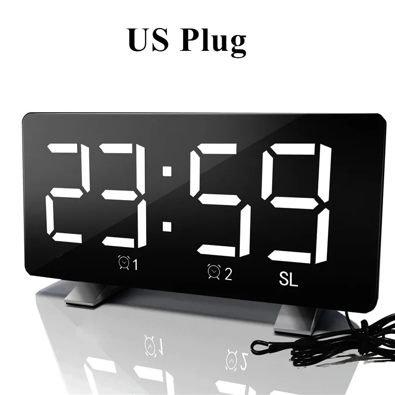 6 дюймов FM радио будильник большой светодиодный экран Поддержка двойные сигналы функция повтора времени памяти с usb зарядным портом EU/US Plug - Цвет: White-US Plug