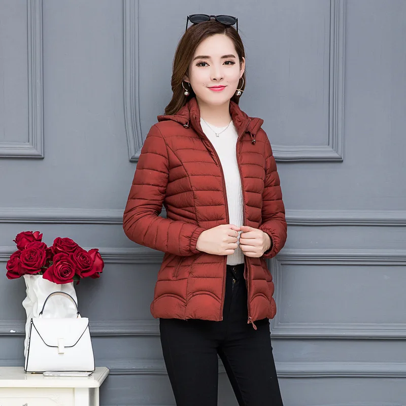 

New Style down Feather Cotton-padded Clothes Women's Short Korean-style Large Size Middle-aged Women Dress Thin Thermal Detachab