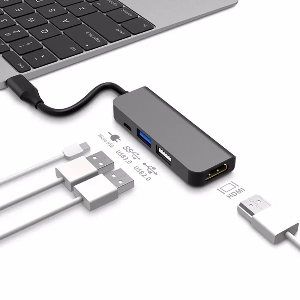 USB C концентратор USB-C к HDMI 4K концентратор USB 3,0 адаптер PD/порт зарядки Micro USB для MacBook Pro samsung Galaxy S8 type C концентратор