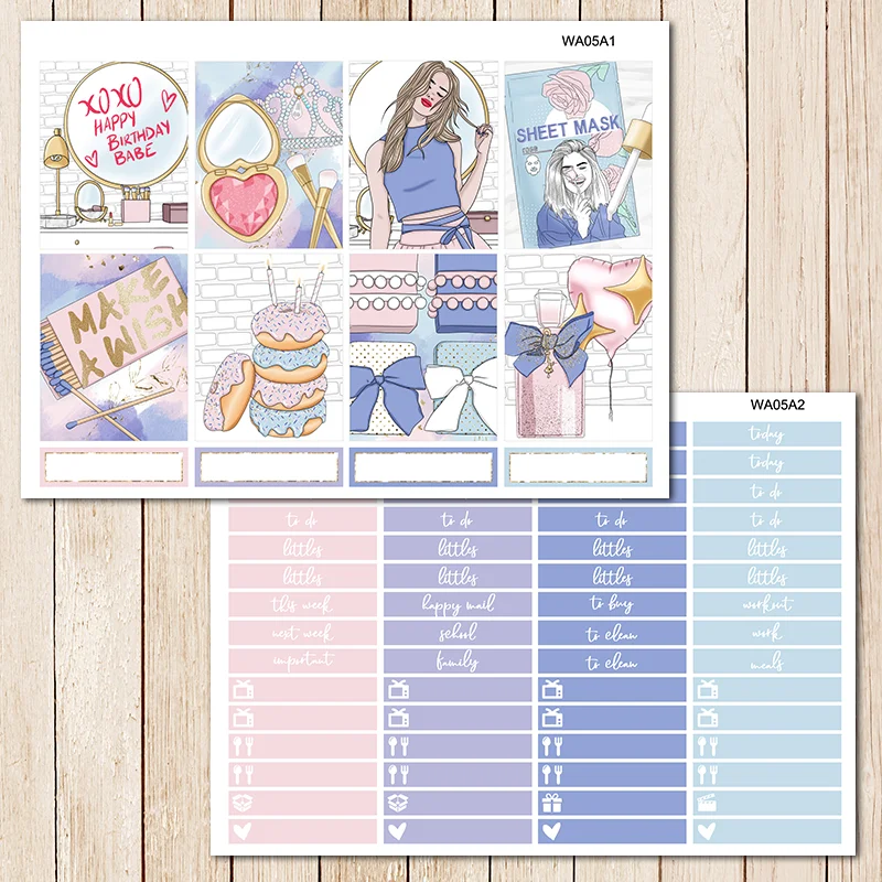 7 листов/упаковка Девочка День рождения еженедельник этикетка декоративные наклейки DIY планировщик дневник в стиле Скрапбукинг Стикеры для альбомов