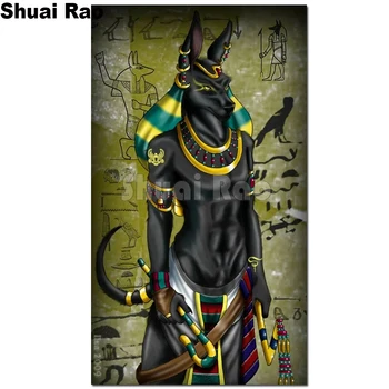 

Egypt Anubis 5d diy Diamond Painting 3d god Pattern Diamond Embroidery round mosaic Diamond set Egyptian Symbols home decor,