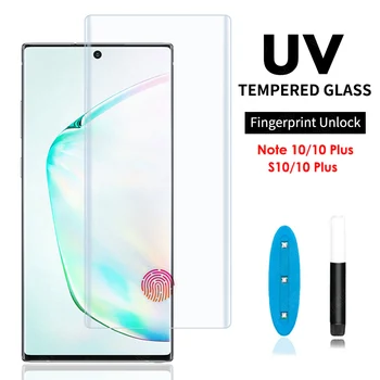 

10 PCS UV Liquid Curved Full Glue Tempered Glass With retail box For Samsung Galaxy Note 10 S10 S10 Plus Screen Protector Film