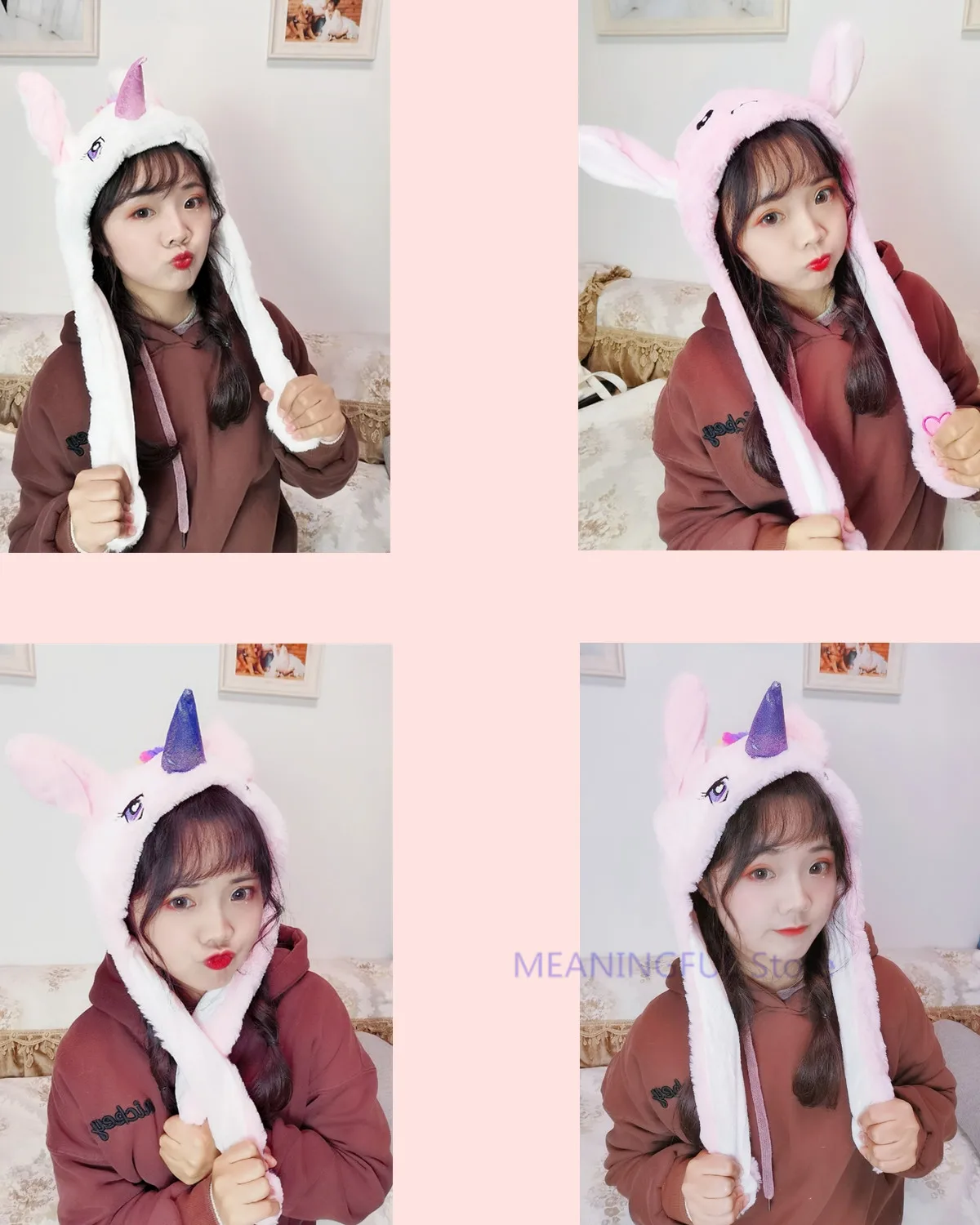 Tiktok Горячая мультяшная шляпа Kawaii Кролик Единорог Мягкие животные подушка безопасности забавные движущиеся уши плюшевые игрушки шляпа детские игрушки