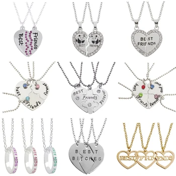 

Fashion New Stitching Heart Pendant Charm Female BFF Best Friend Chain Necklace Taiji Animal Heart-Shaped Necklace Pendant Gift