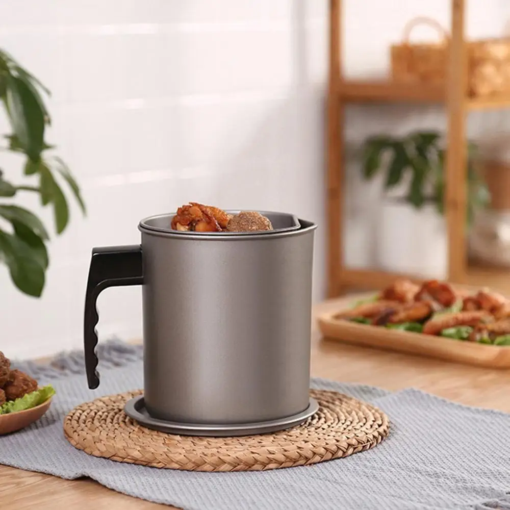 Stainless Steel Kitchen Oil Filter Lard Tank Frying Filter Leak-Proof Oil Pot Home Multi-Function Kitchen Filter Pot