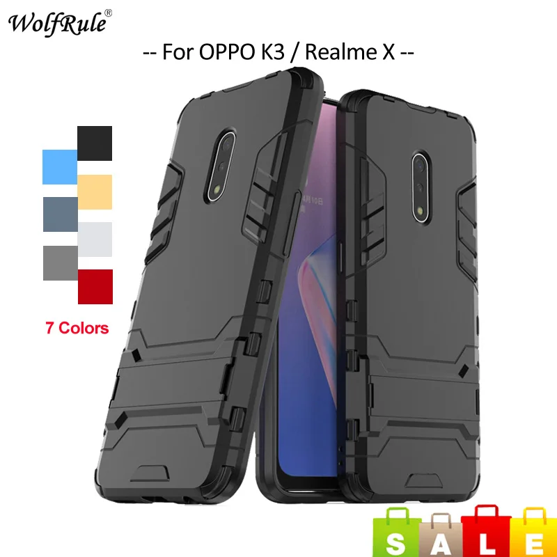 Для OPPO K3 чехол Realme X для телефона бампер ТПУ и ПК держатель защитный задний Чехол 6