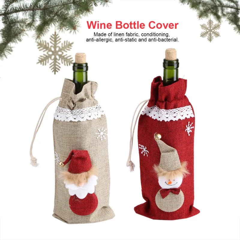 Чехол для бутылки вина сумка Рождественский подарок на год сумка держатель настольное украшение вечерние банкетные украшения аксессуары для бутылок вина