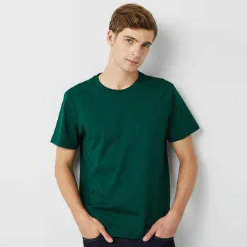 

2020 new men's solid color round neck short sleeve cotton T-shirt gray