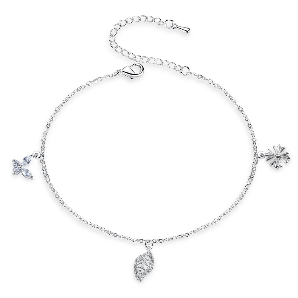 

Simple Cool Versatile Leaf Anklet Butterfly Snowflake Zircon Foot Ornaments Europe And America Popular Ornament New Products Jew